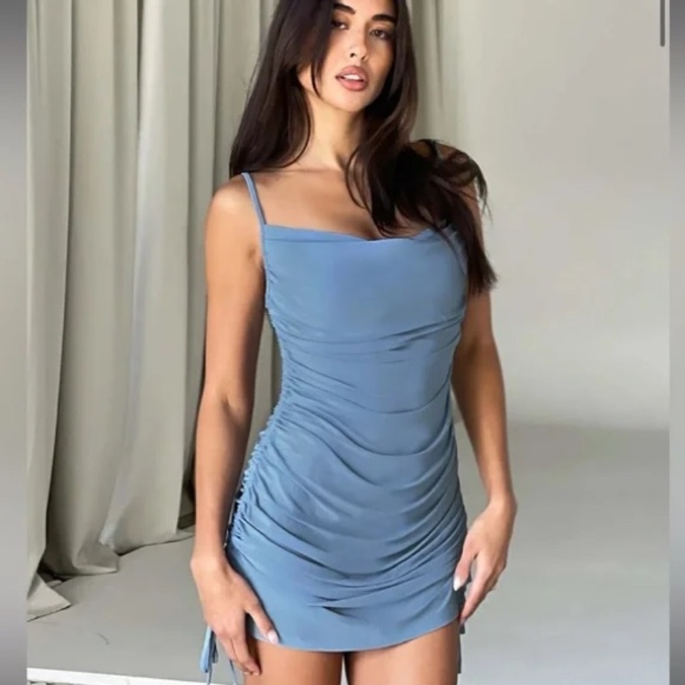 NWT Tiger Mist Porto Mini Dress in Steel Blue - Size XS